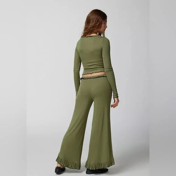 Urban Outfitters Olive Wide Leg pajama Pants - Picture 5 of 6